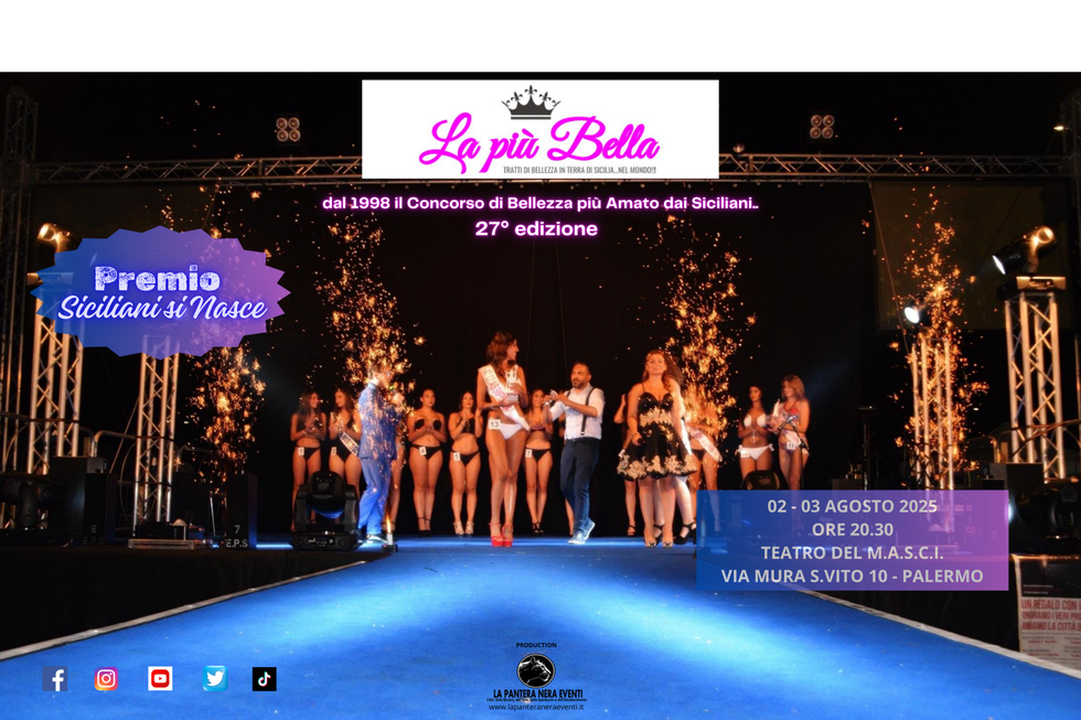 La più bella – Tratti di bellezza in Terra di Sicilia: grande attesa per la XXVII edizione a Palermo