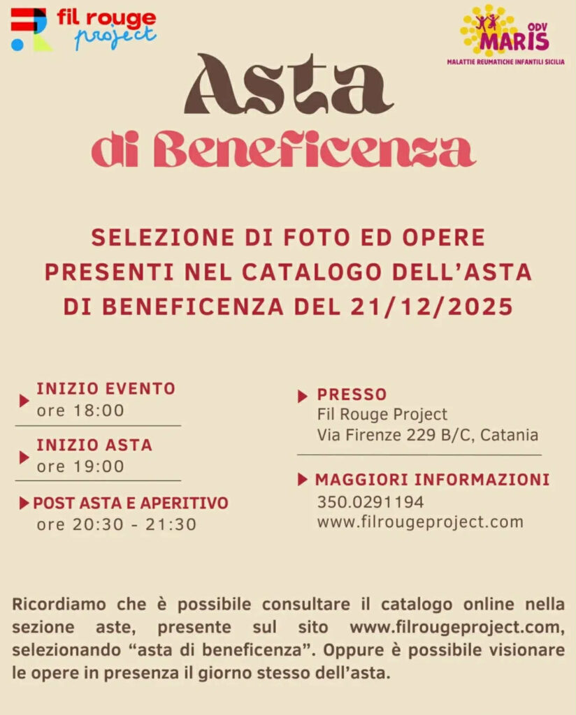 Asta di Beneficenza da Fil Rouge Project: artisti siciliani a sostegno dell’Associazione Maris ODV