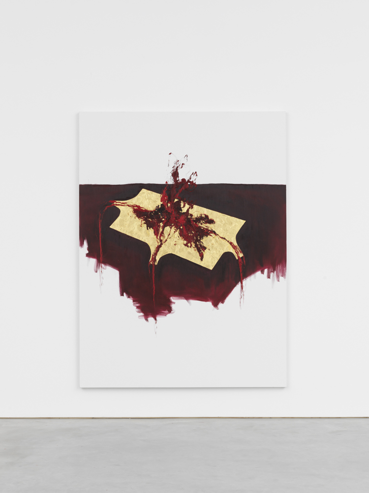 Anish Kapoor, 2025 Oil and gold leaf on canvas 244 x 183 cm